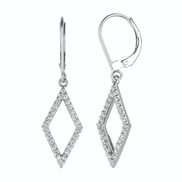 14K White Gold Diamond Stud Earrings Princess Diamonds .50ct  0.5 CT Diamond-Shape Diamond Earrings 14k White